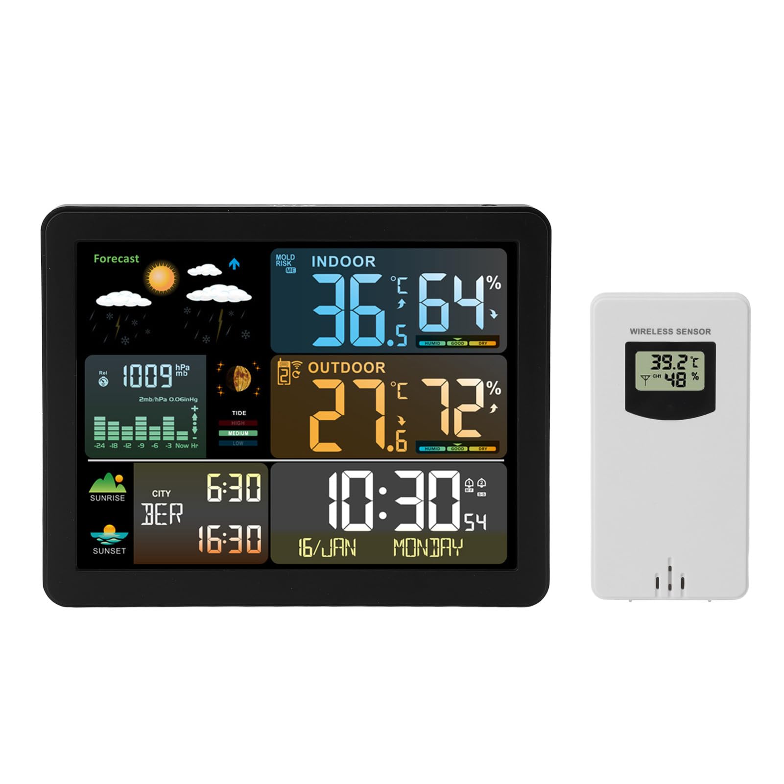 Digital wireless Weather Station with Outdoor Indoor Sensor Temperature Recorder