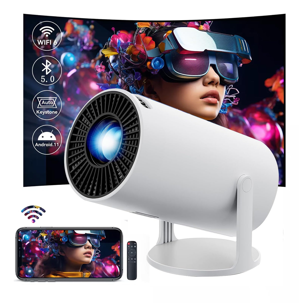 HY300 Mini Portable Projector Android 4K WiFi
