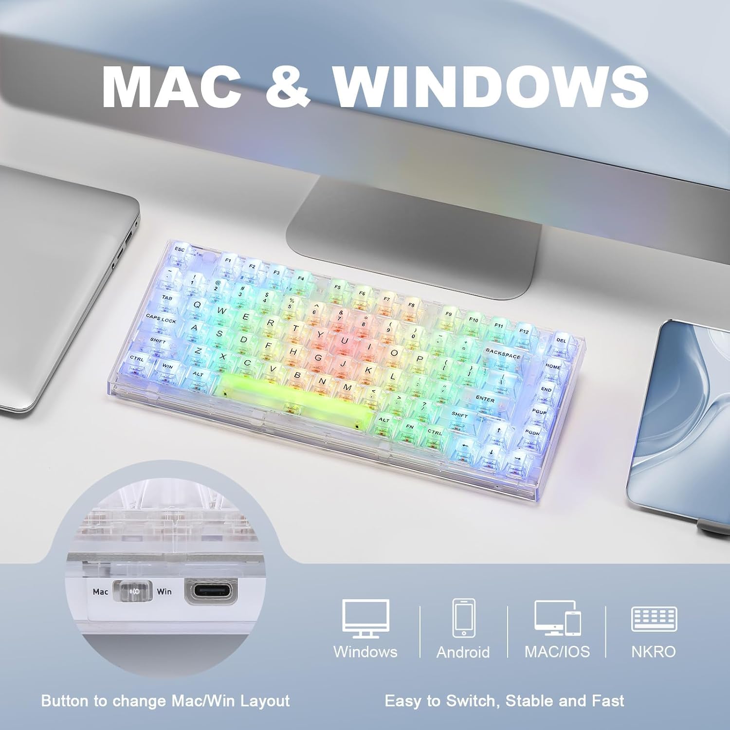Xinmeng X75 Transparent Mechanical Wired Gaming Keyboard
