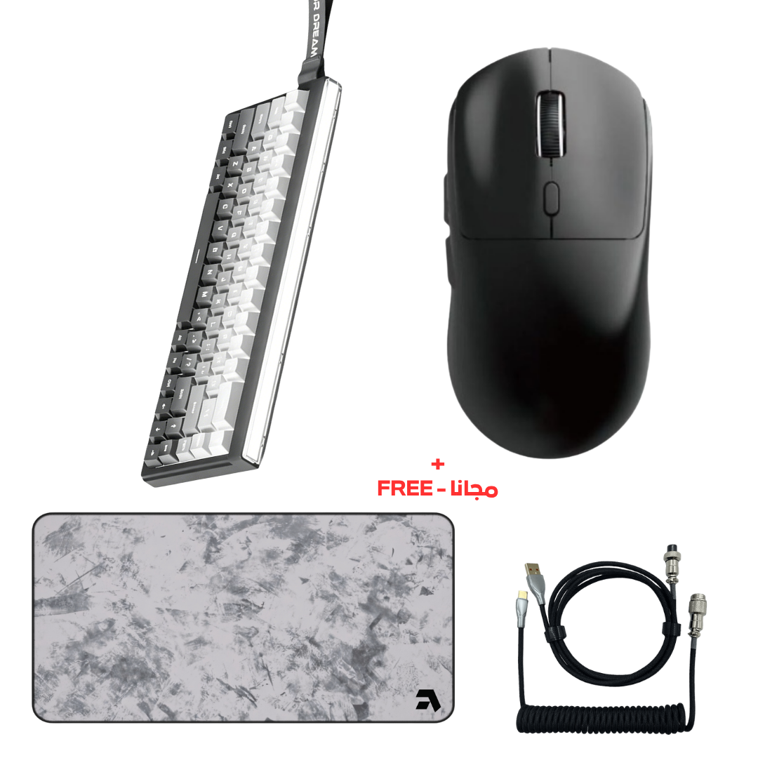 MENGZU AIR 68 Wireless Mechanical Gaming Keyboard + GPW-II Mouse + Mousepad + cable "عرض التوفير"