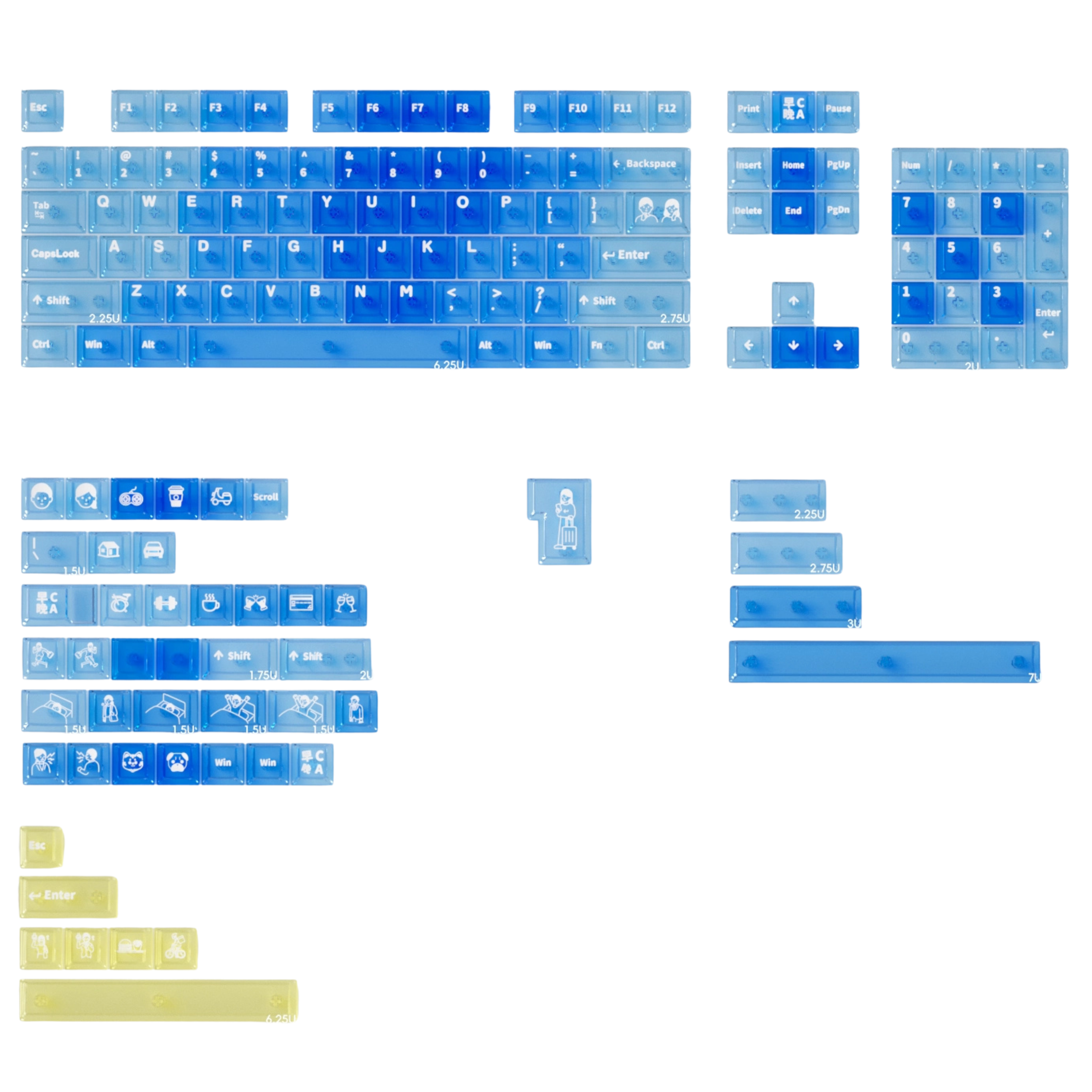 Gradient Blue Mist Keycaps