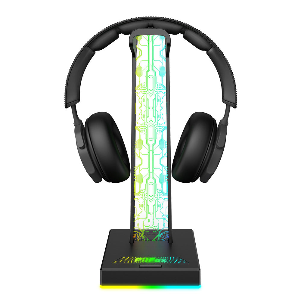 RGB Gaming Headset Stand Dual USB 3.5mm Audio Port