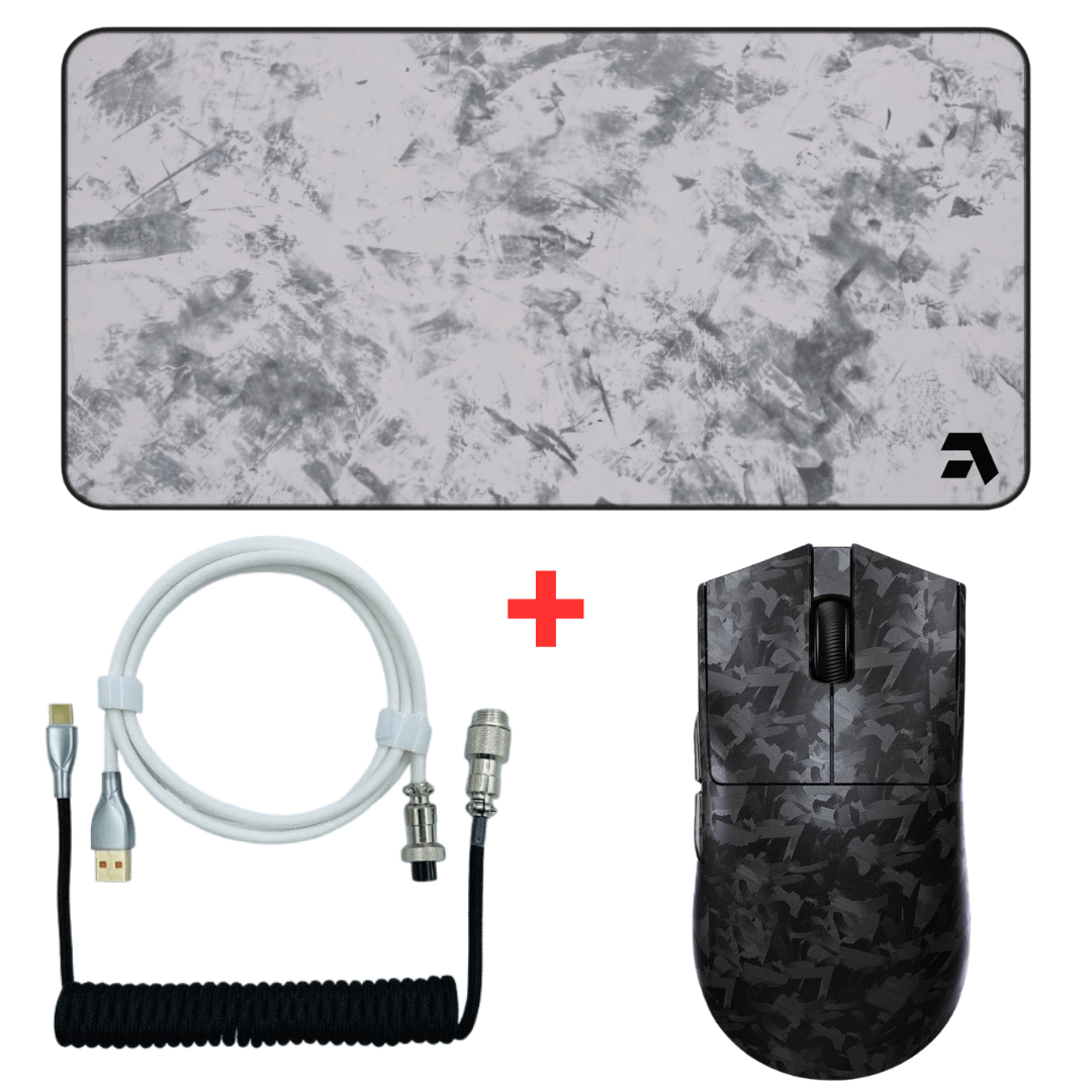 Xinmeng M3 Carbon Fiber Gaming Mouse + Mousepad - Coiled Cables