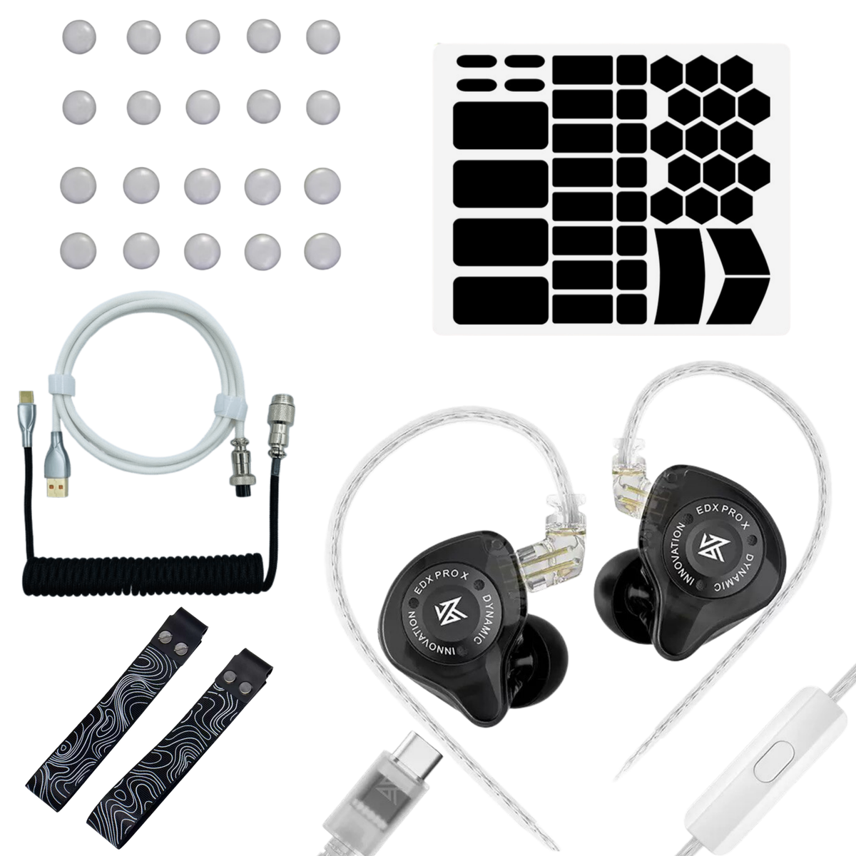 KZ EDX Pro X + Coiled cable 8K + Strap + Grip Tape + Skates