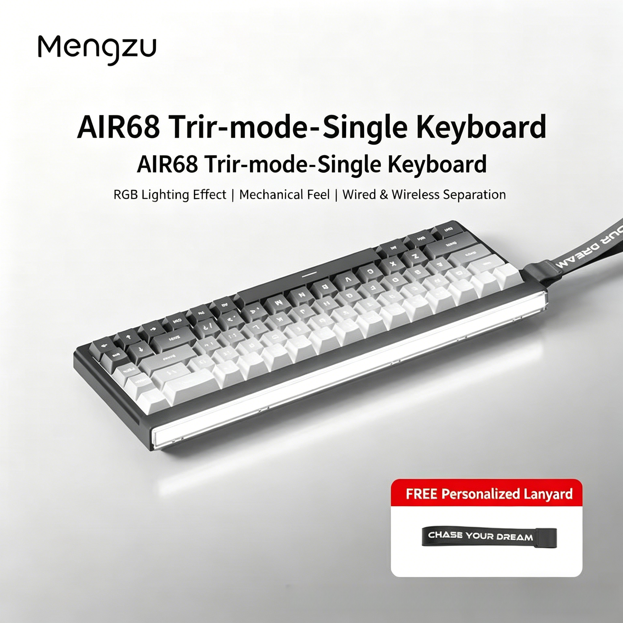 MENGZU AIR 68 Wireless Mechanical Gaming Keyboard + GPW-II Mouse + Mousepad + cable "عرض التوفير"