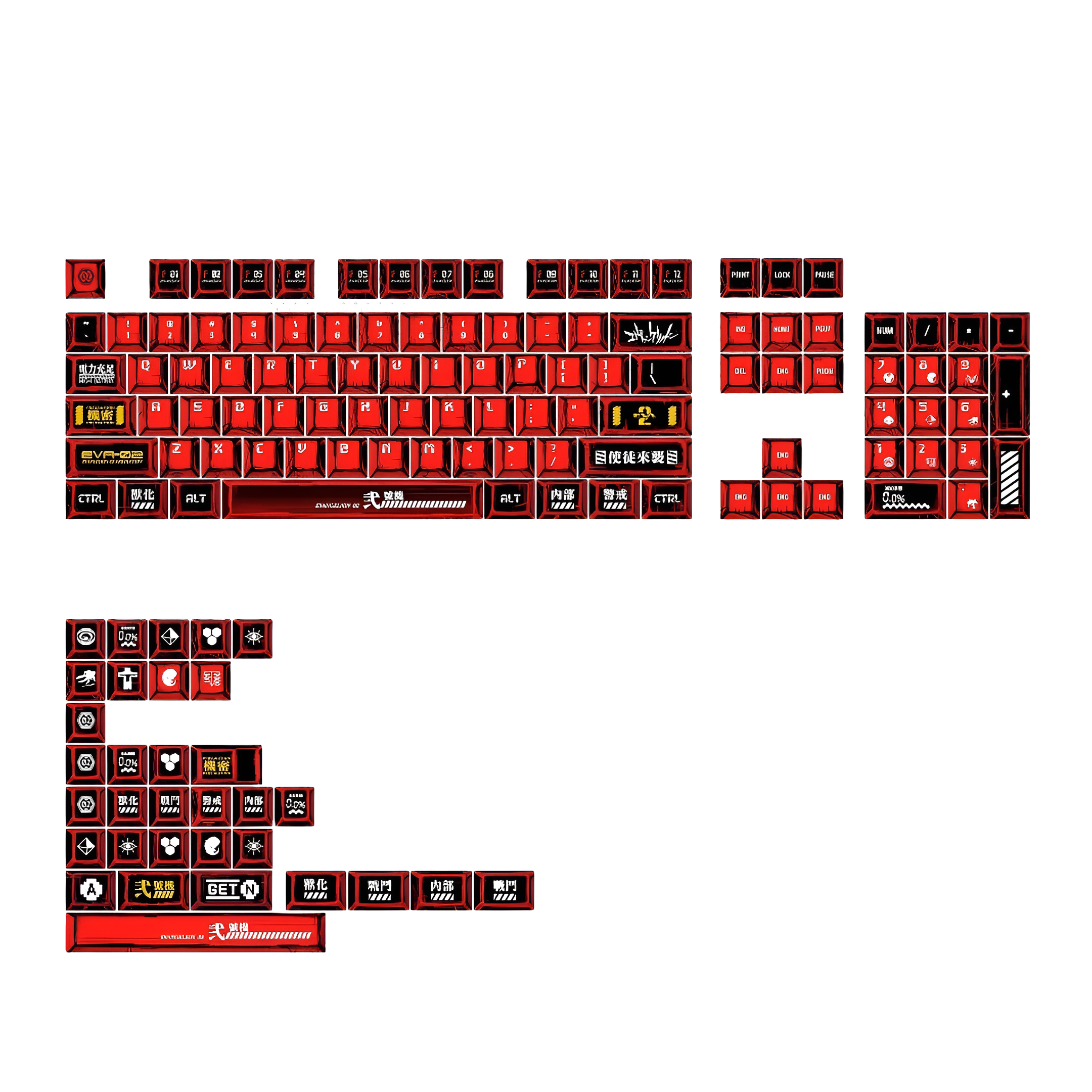 2D Comic Manga Sketched Eva Cherry PBT Keycaps 137 Keys