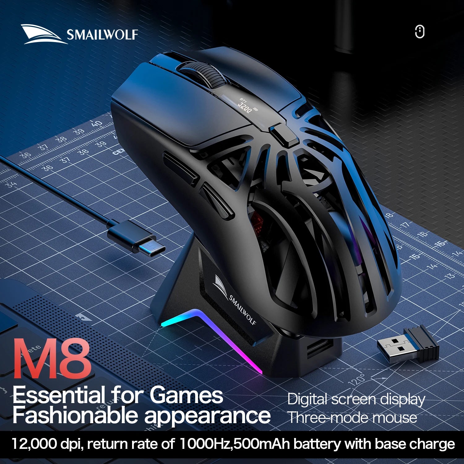 Smailwolf M8 PAW3311 lightweight Wireless Gaming Mouse