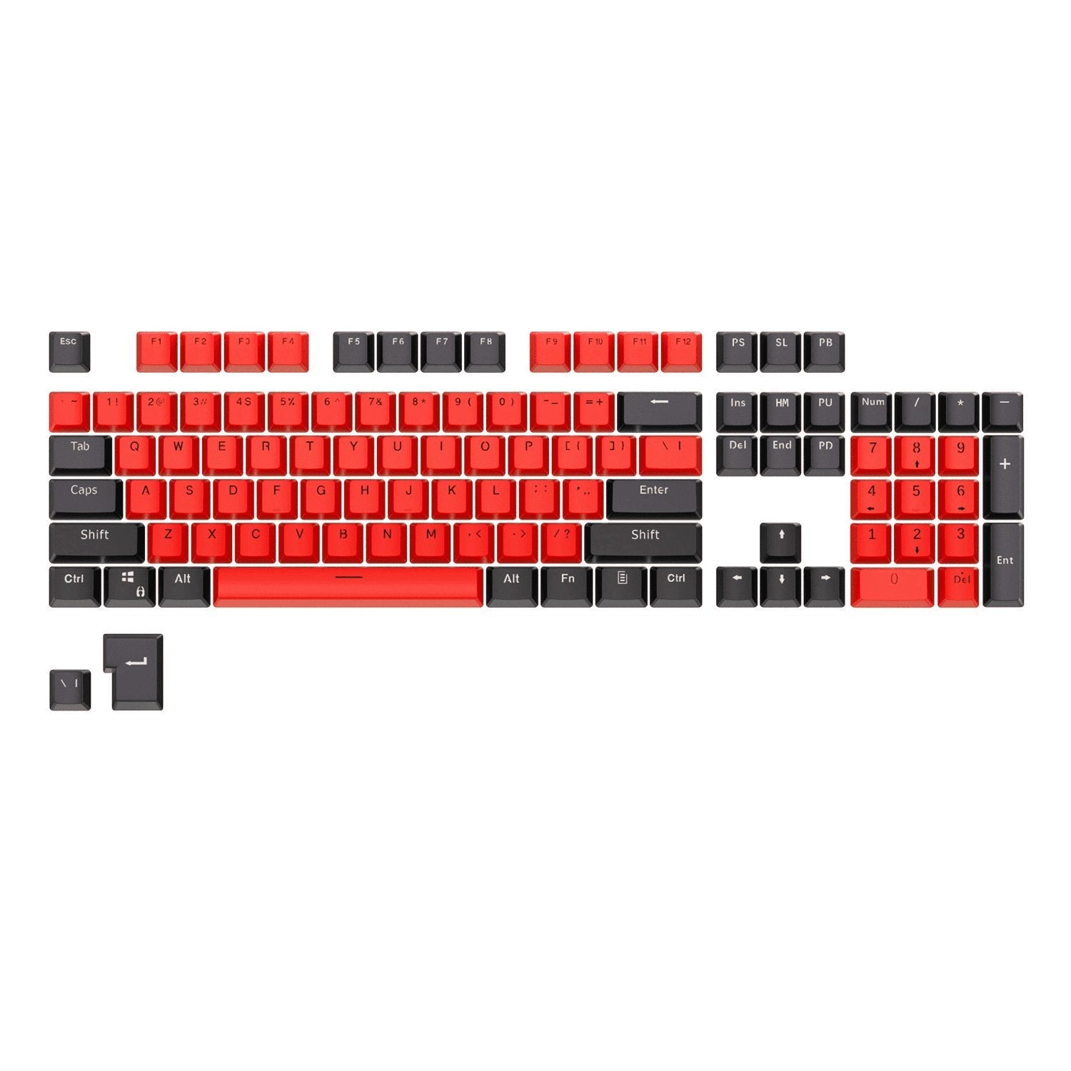 Black & Red PBT Keycaps 104 Keys