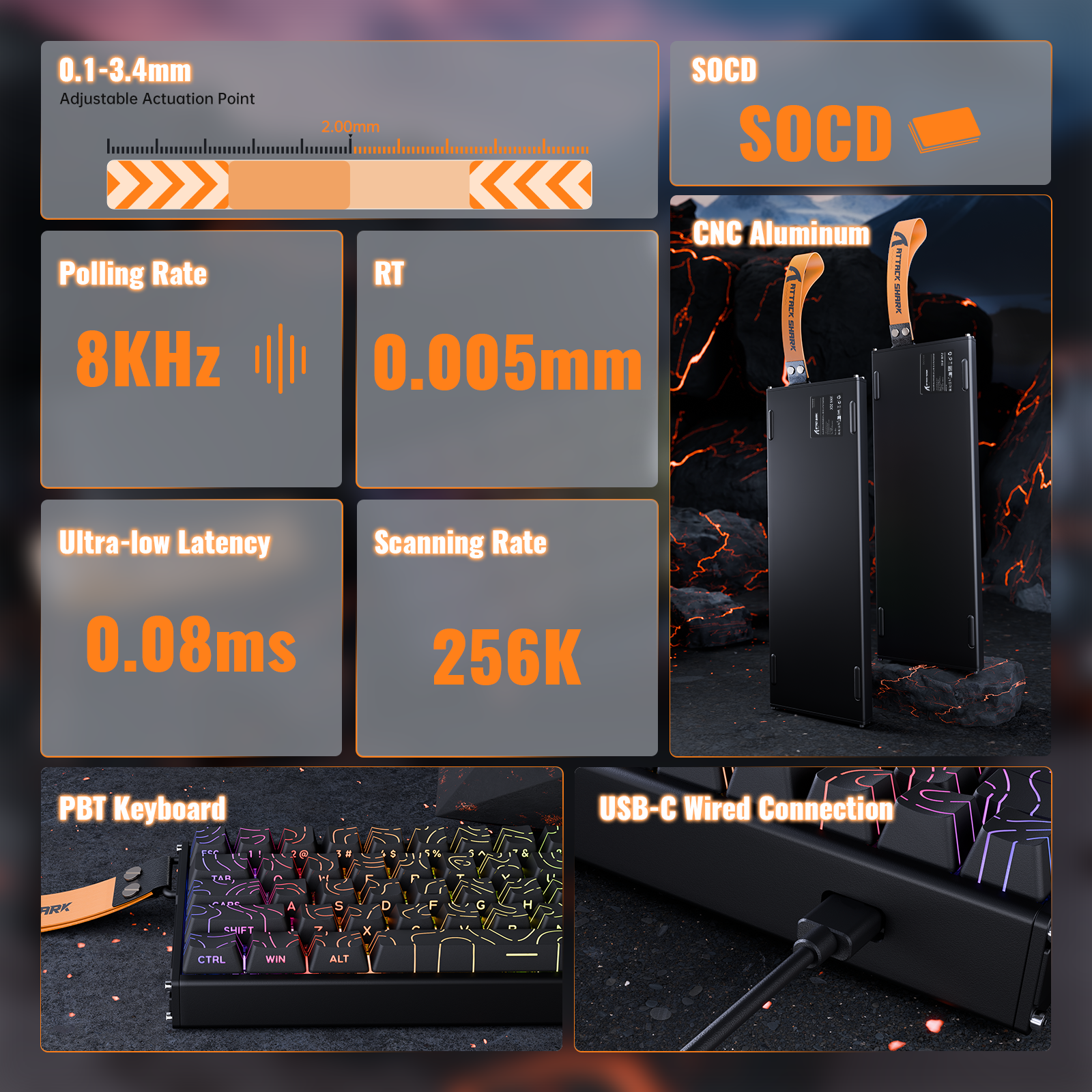 ATTACK SHARK X68MAX HE 8KHz Wired Magnetic Aluminum Gaming Keyboard