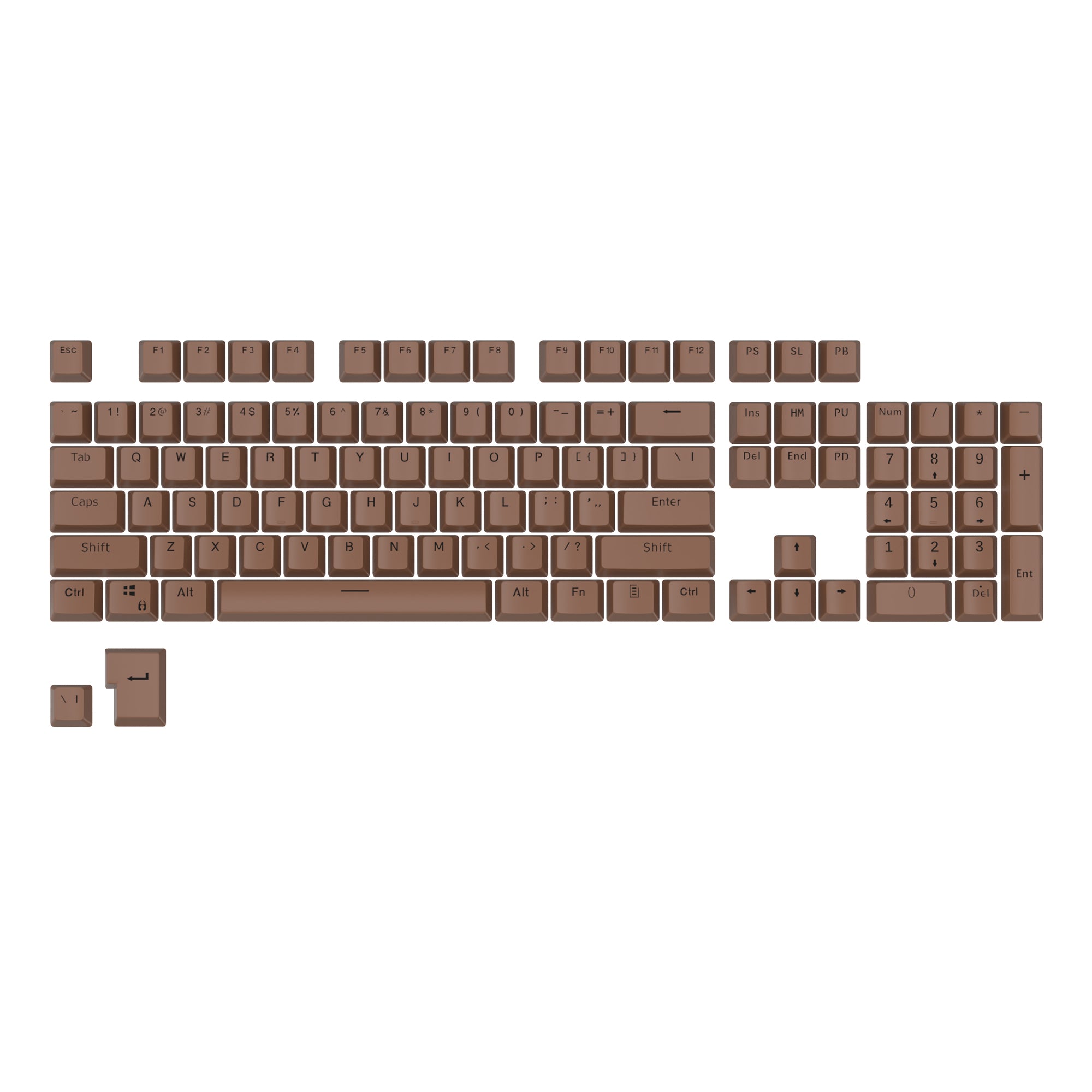 Brown PBT Keycaps 104 Keys
