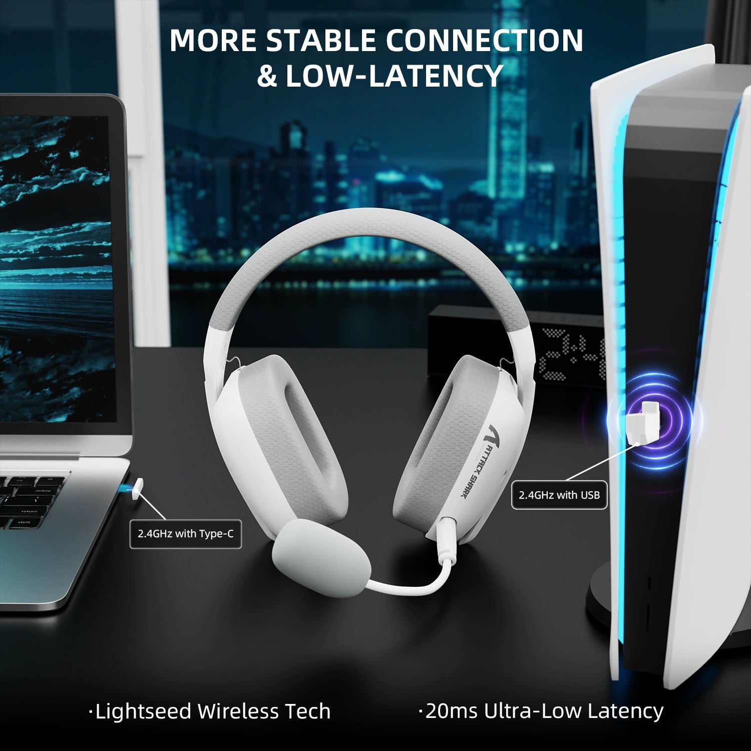 Attack Shark L80PRO Wireless Bluetooth 2.4G Lightweight Over-ear Gaming Headset