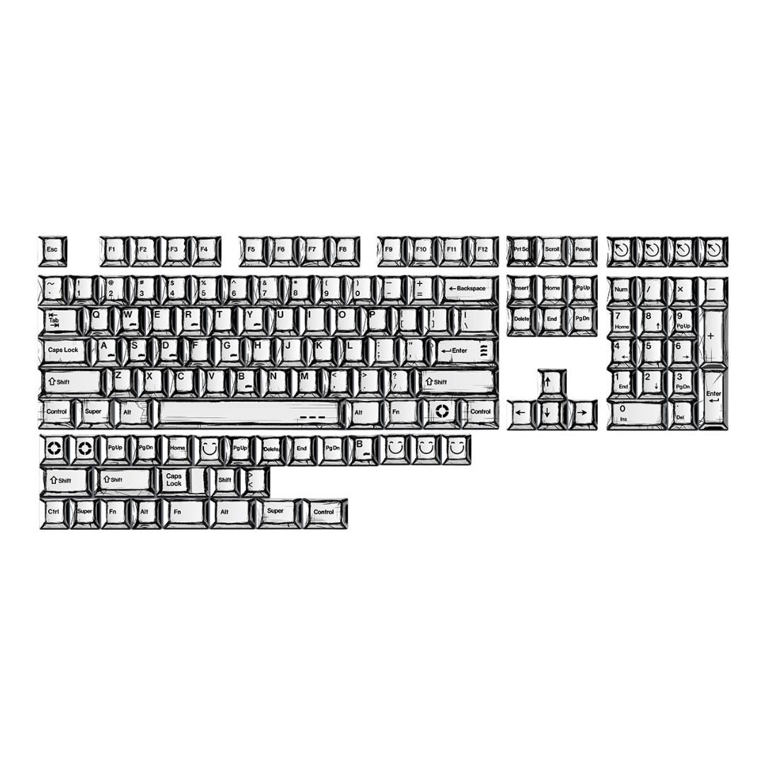 2D Comic White Cherry PBT Keycaps 137 Keys