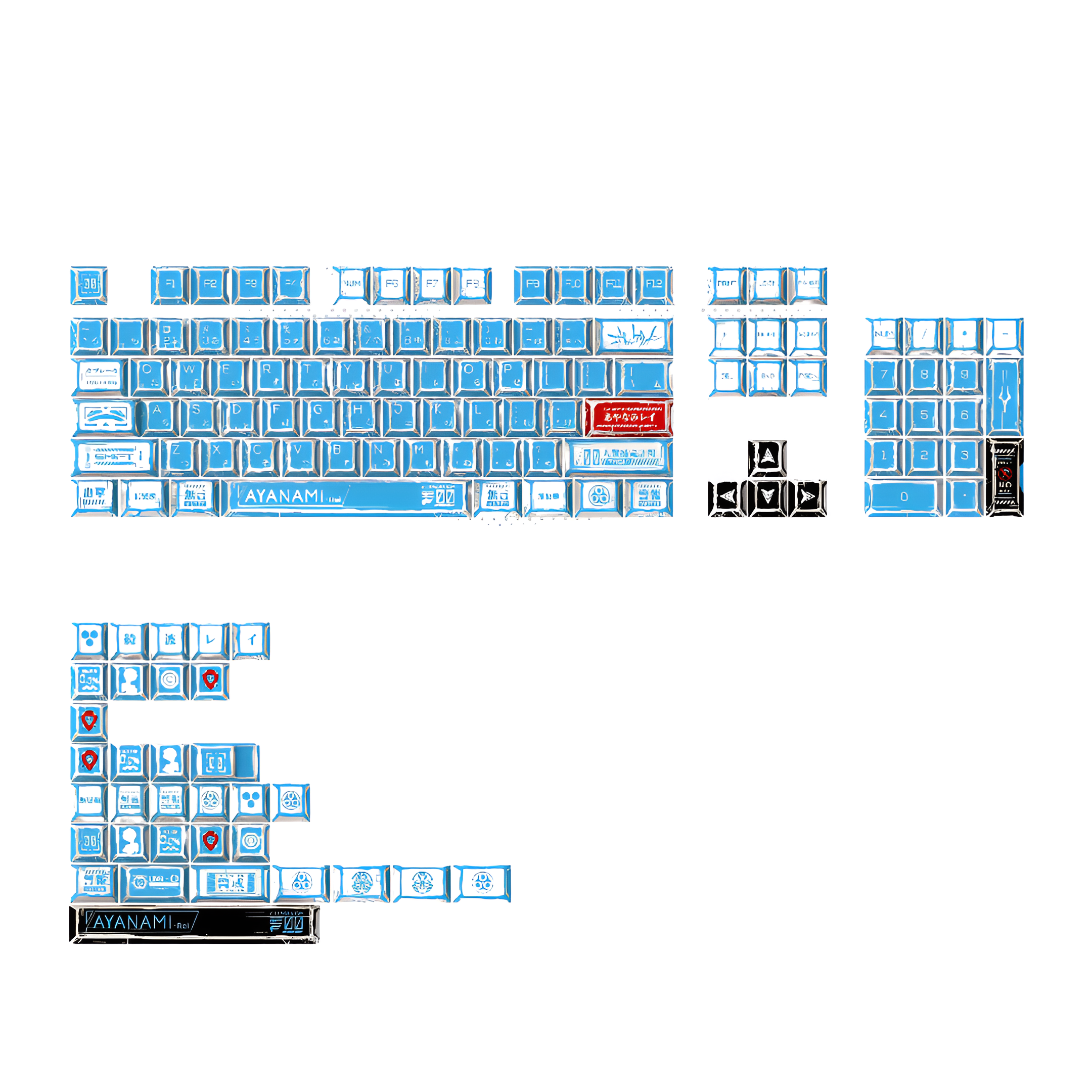 2D Comic Manga Sketched Ayanami Cherry PBT Keycaps 137 Keys