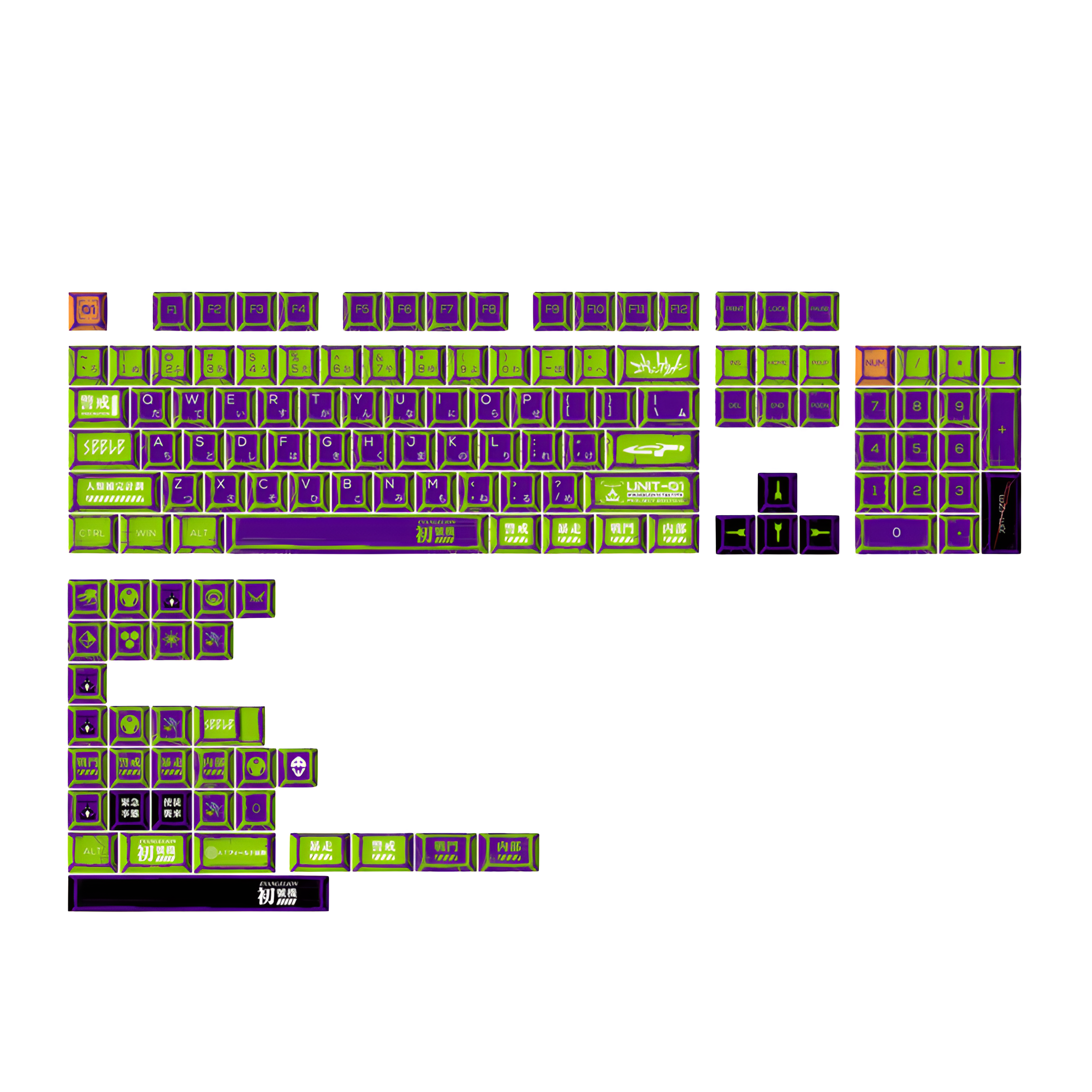 2D Comic Purple & Green PBT Keycaps 137 Keys