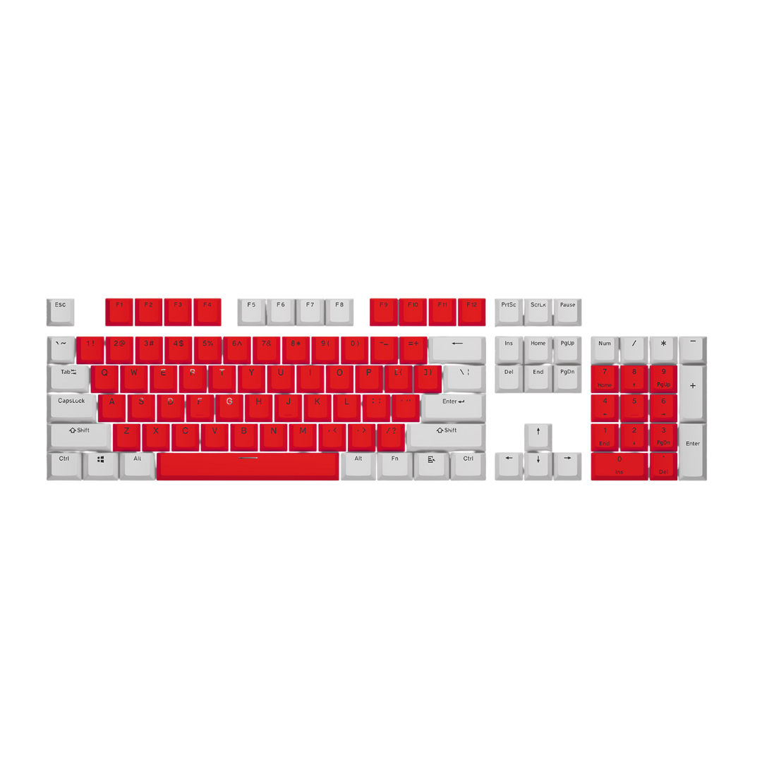 Red & White PBT Keycaps 104 Keys